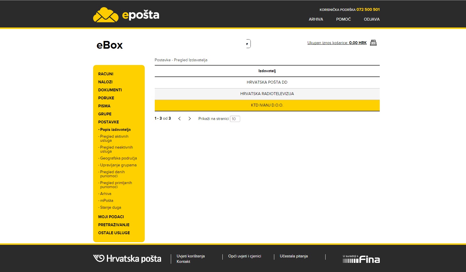 Primanje računa putem servisa ePošta